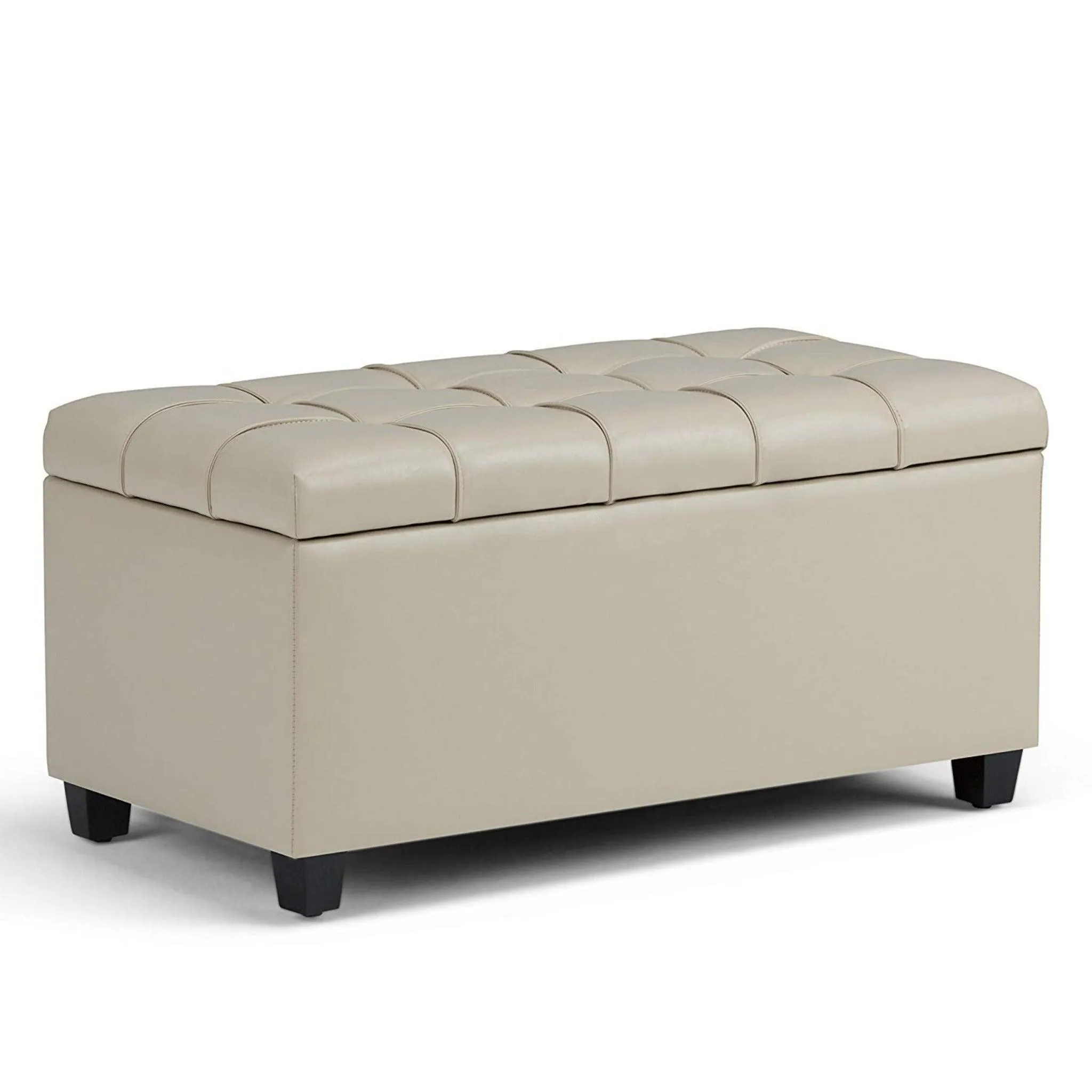 1 Seater Luper Tufted Storage Ottoman Pouffes with Storage Satin (Leatherette)