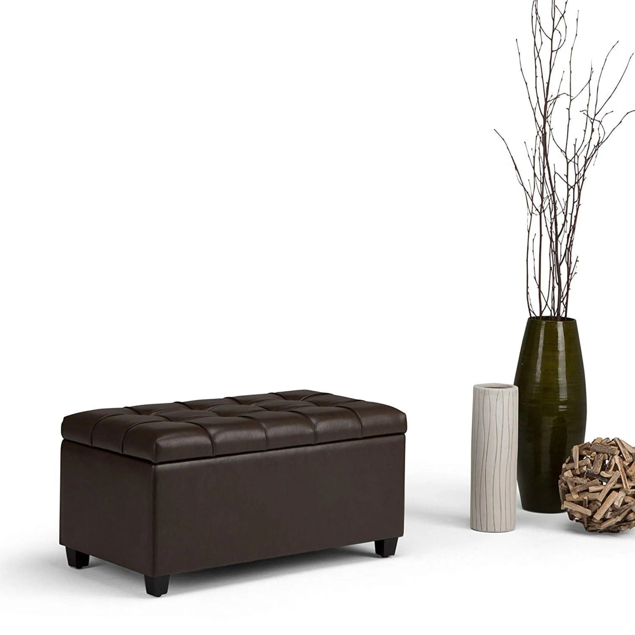 1 Seater Luper Tufted Storage Ottoman Pouffes with Storage Satin (Leatherette)