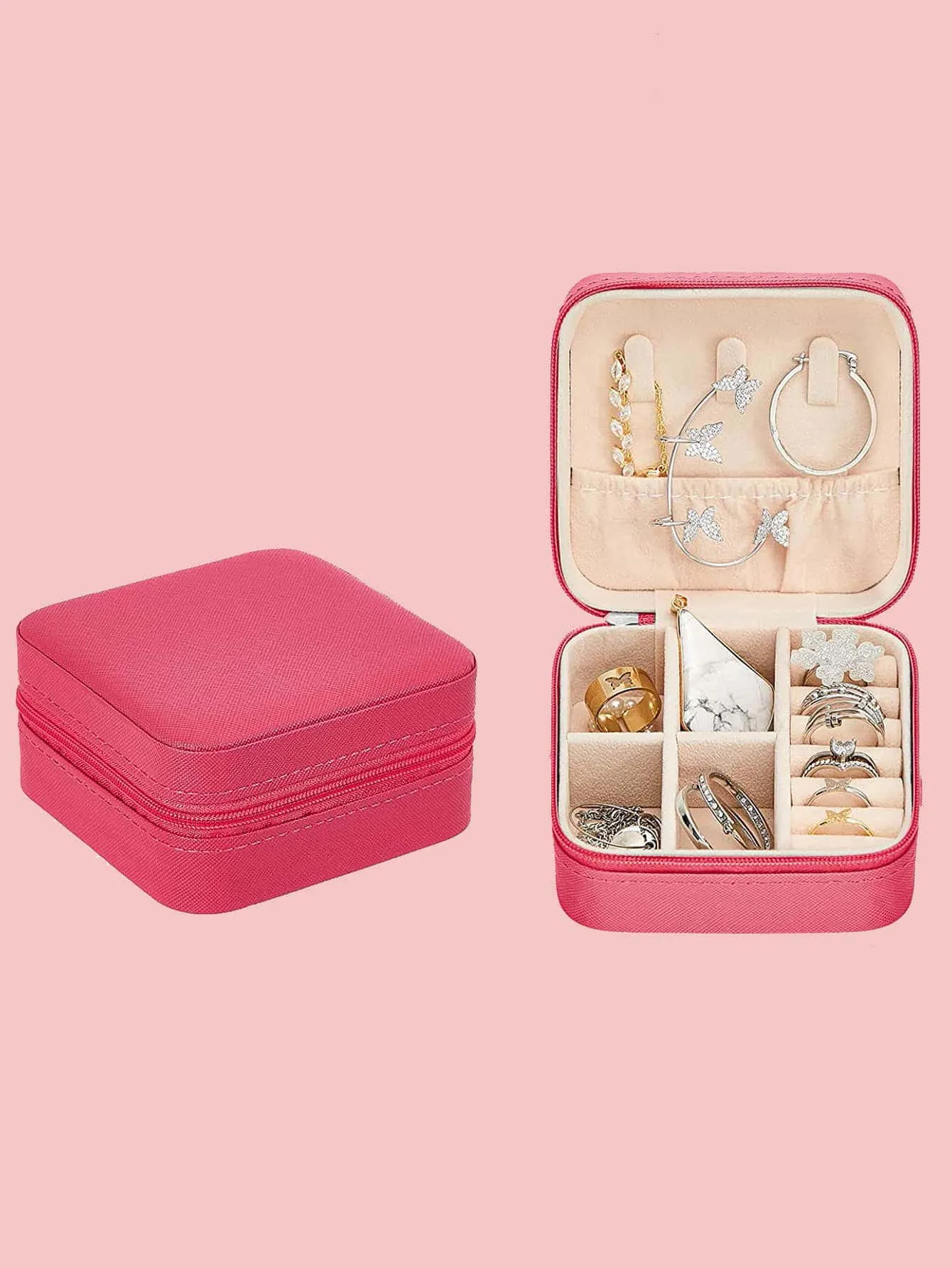 1pc Portable Travel Earrings Storage Box,Mini Ring Storage Case,Necklace Storage Box