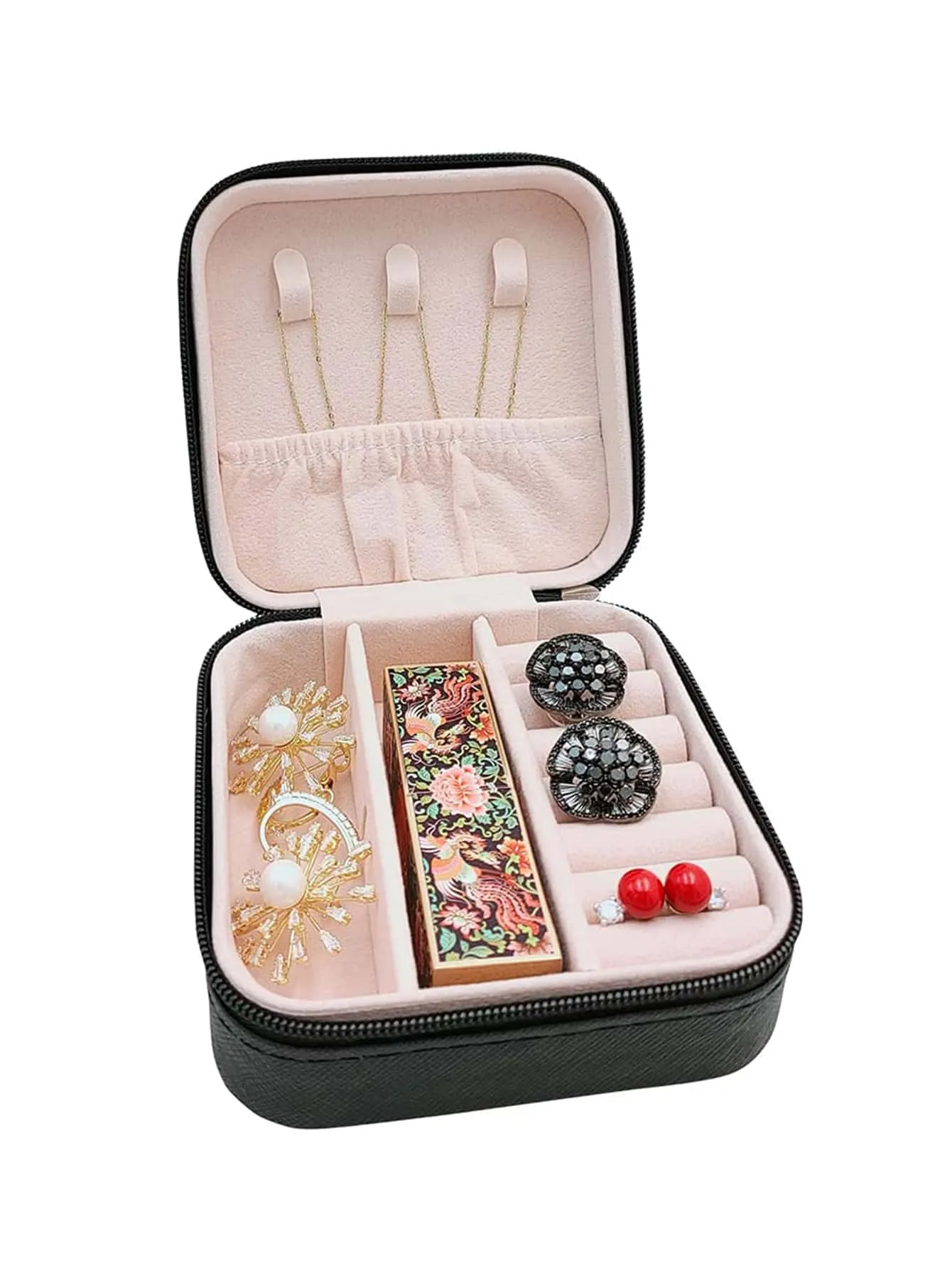 1pc Portable Travel Earrings Storage Box,Mini Ring Storage Case,Necklace Storage Box