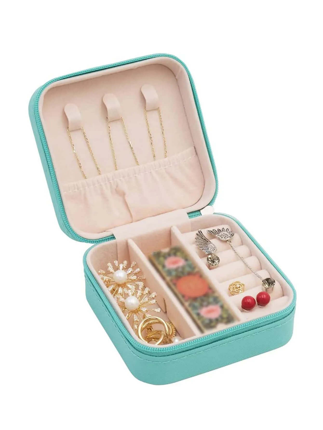 1pc Portable Travel Earrings Storage Box,Mini Ring Storage Case,Necklace Storage Box