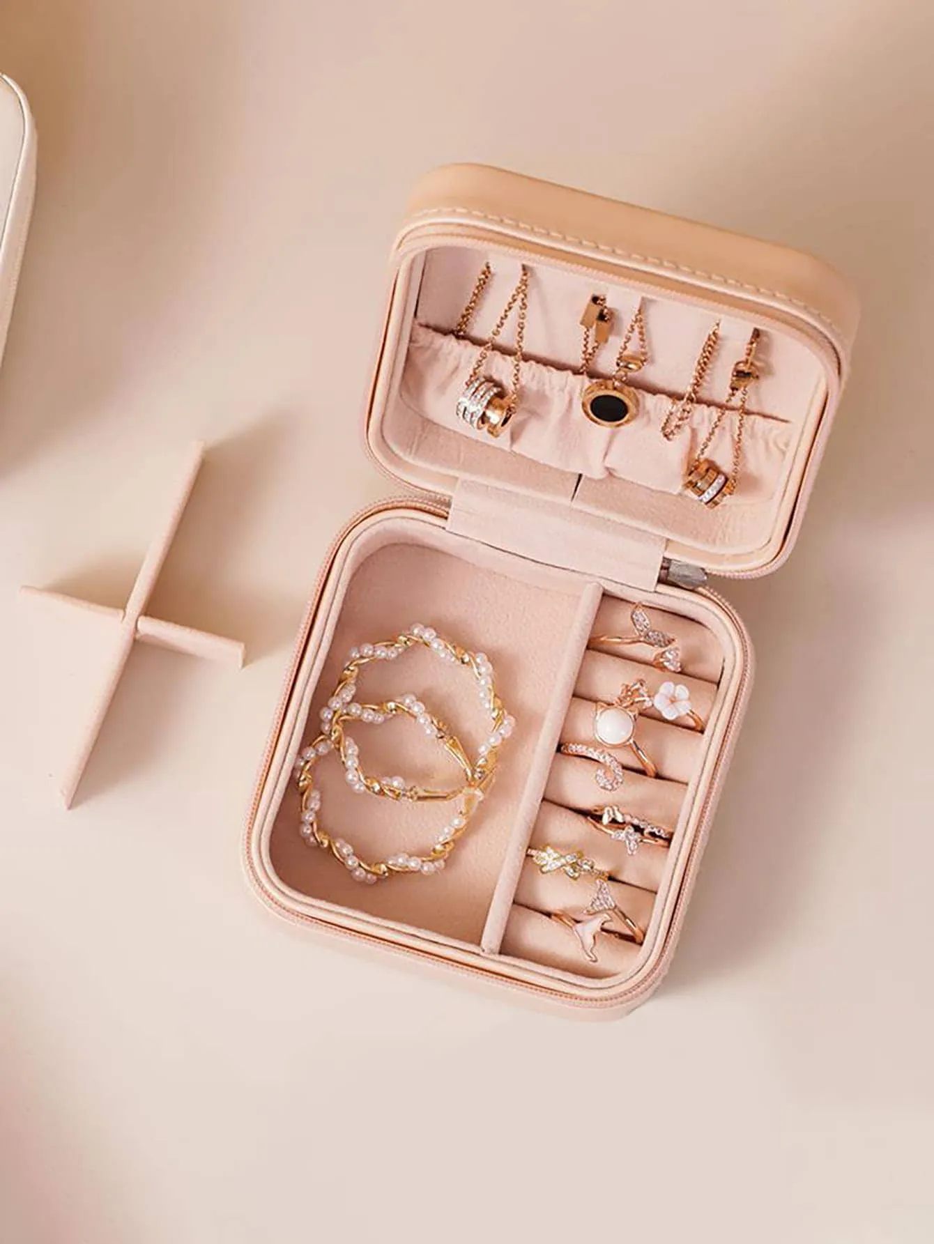 1pc Portable Travel Earrings Storage Box,Mini Ring Storage Case,Necklace Storage Box