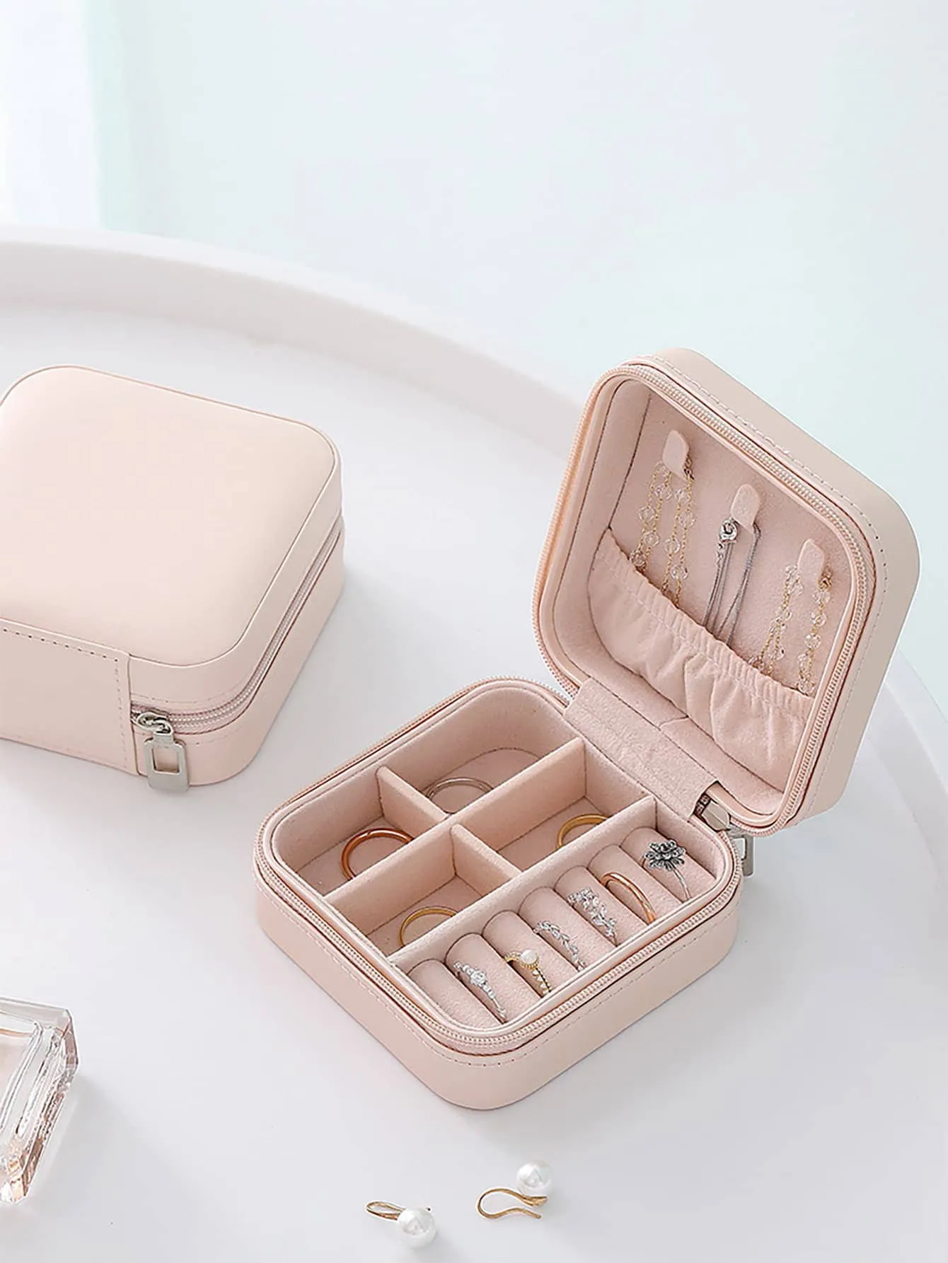 1pc Portable Travel Earrings Storage Box,Mini Ring Storage Case,Necklace Storage Box