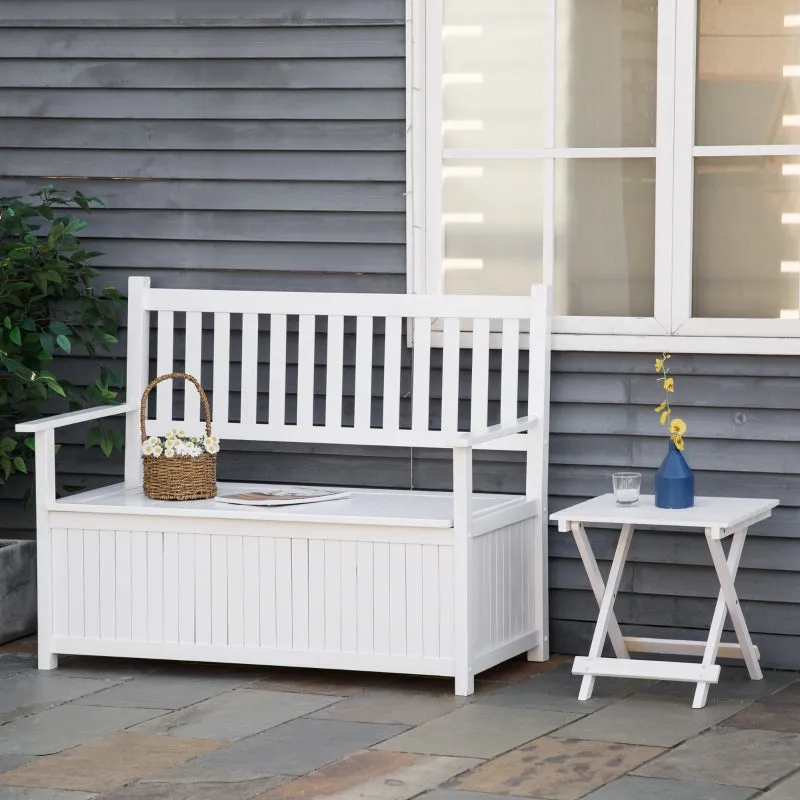 2-Seater Storage Garden Bench - White