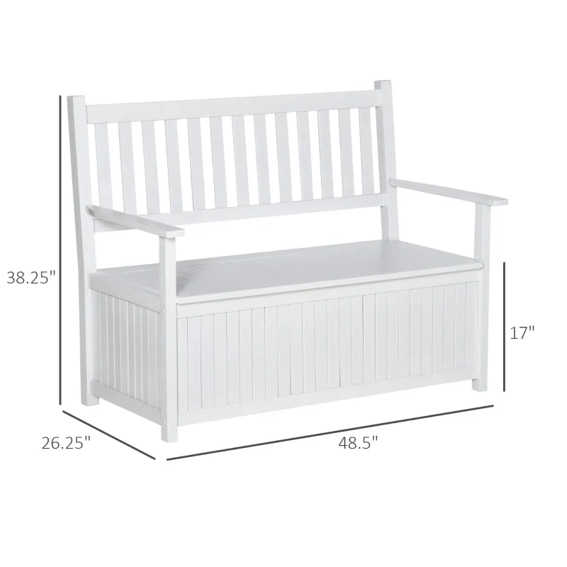 2-Seater Storage Garden Bench - White