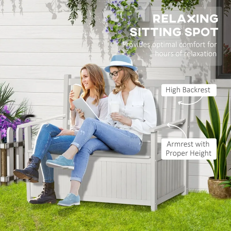 2-Seater Storage Garden Bench - White