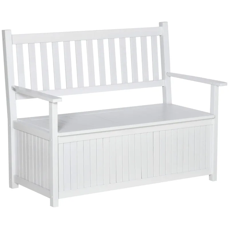 2-Seater Storage Garden Bench - White