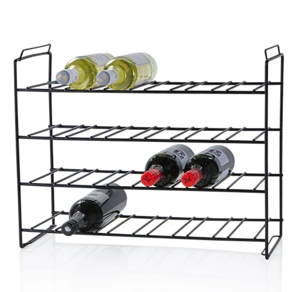 24 Bottle Stackable Wine Rack Black