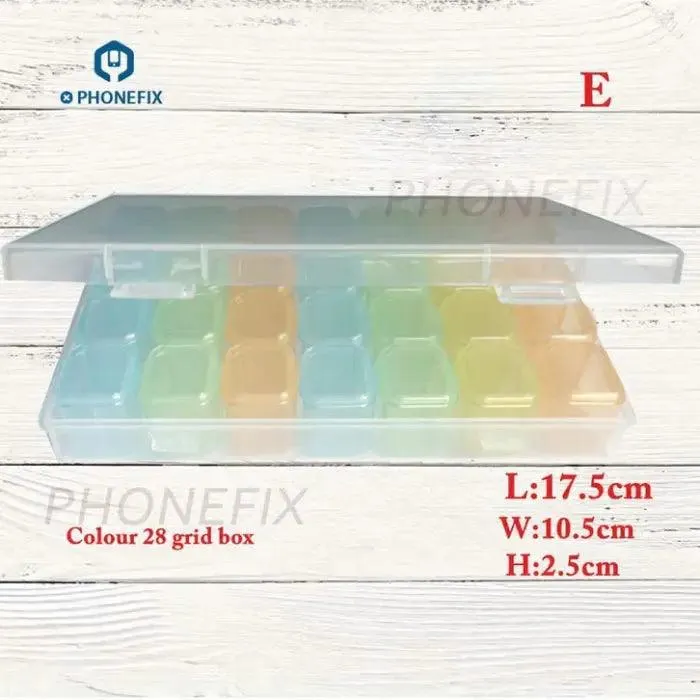 28 Grids Plastic Transparent Parts Storage Box Colorful Container