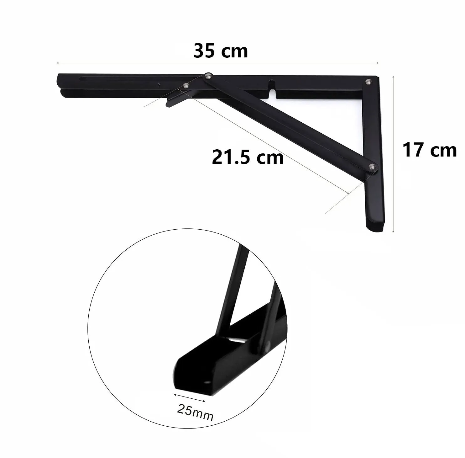 2pcs Space Saving Wall Mounted DIY Folding Shelf Brackets-35x17cm