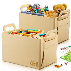 2pcs Toy Box Storage Organizers, Felt Fabric Foldable Toy Storage Bins & Chests