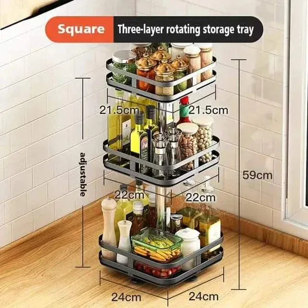 3 Tier Multipurpose Rotating Spice Rack