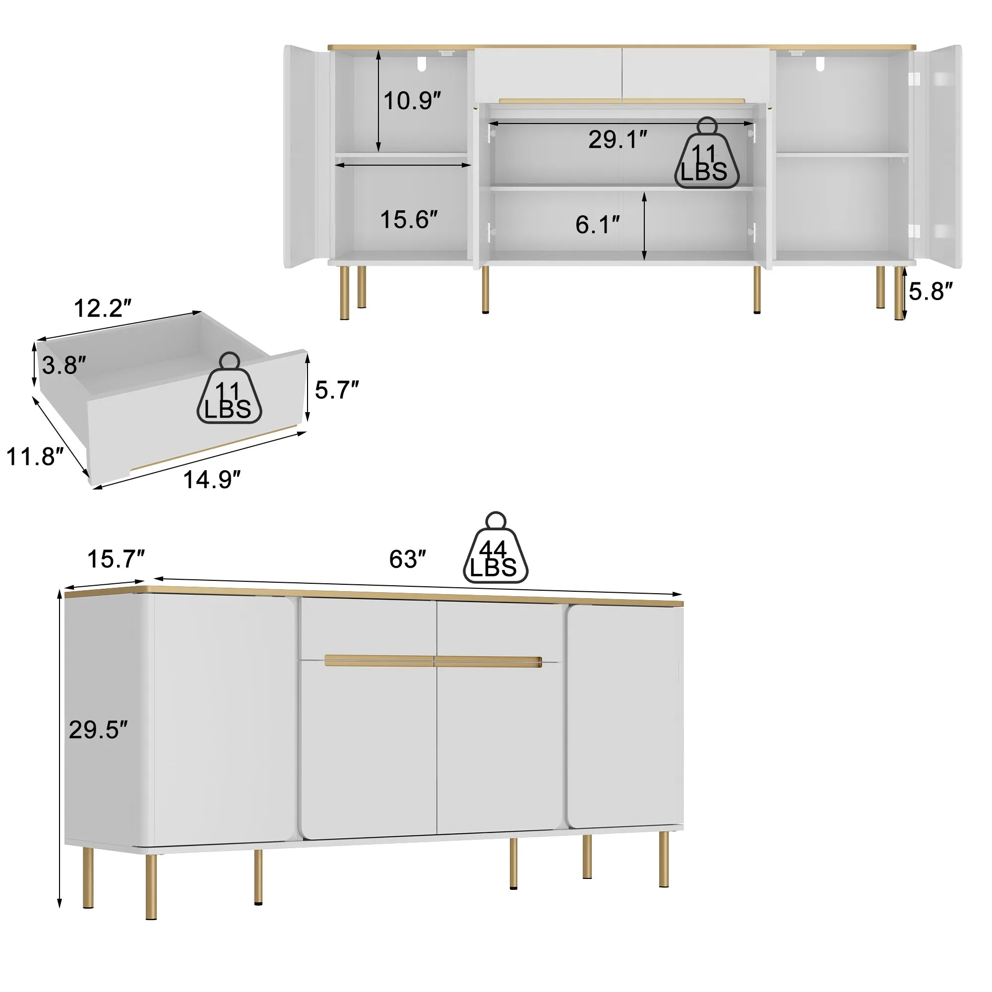 4-Door 2-Drawer Accent Chest With Glossy Surface