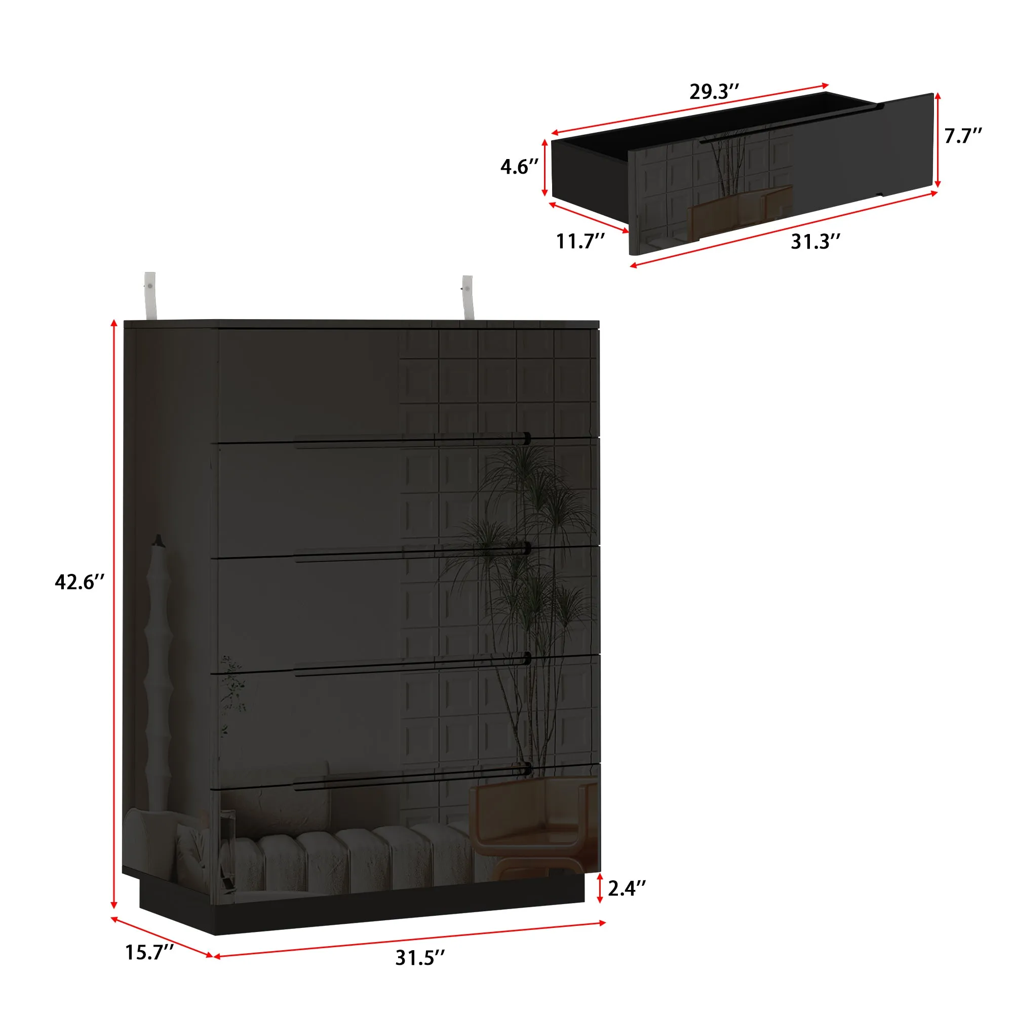 5 Drawer Chest Dresser With Light Storage