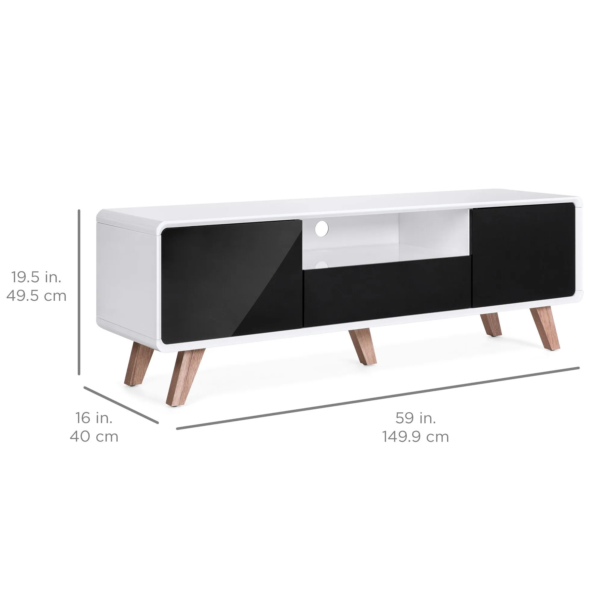 59in Mid-Century Modern TV Stand Media Console for Up to 65-Inch Screens