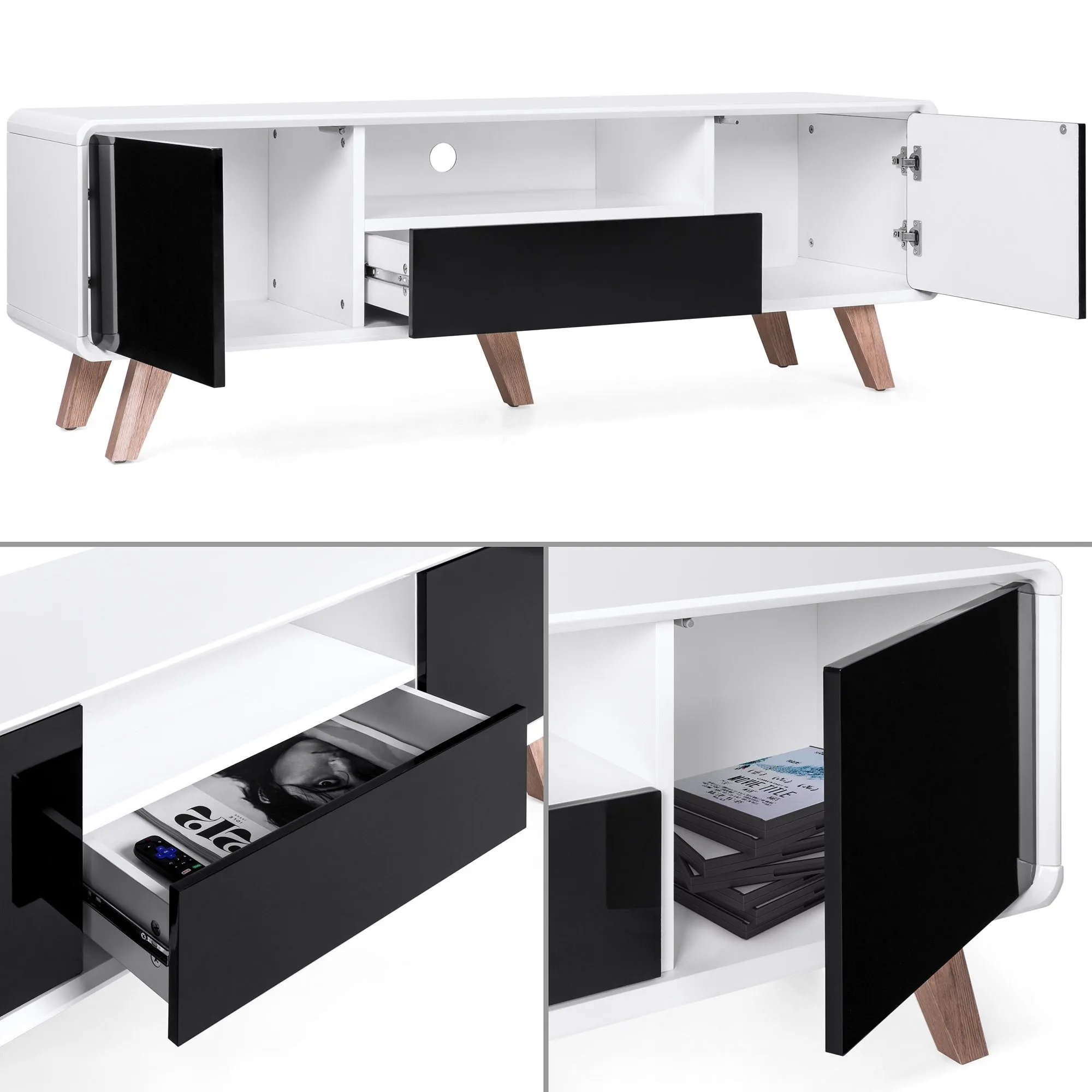 59in Mid-Century Modern TV Stand Media Console for Up to 65-Inch Screens