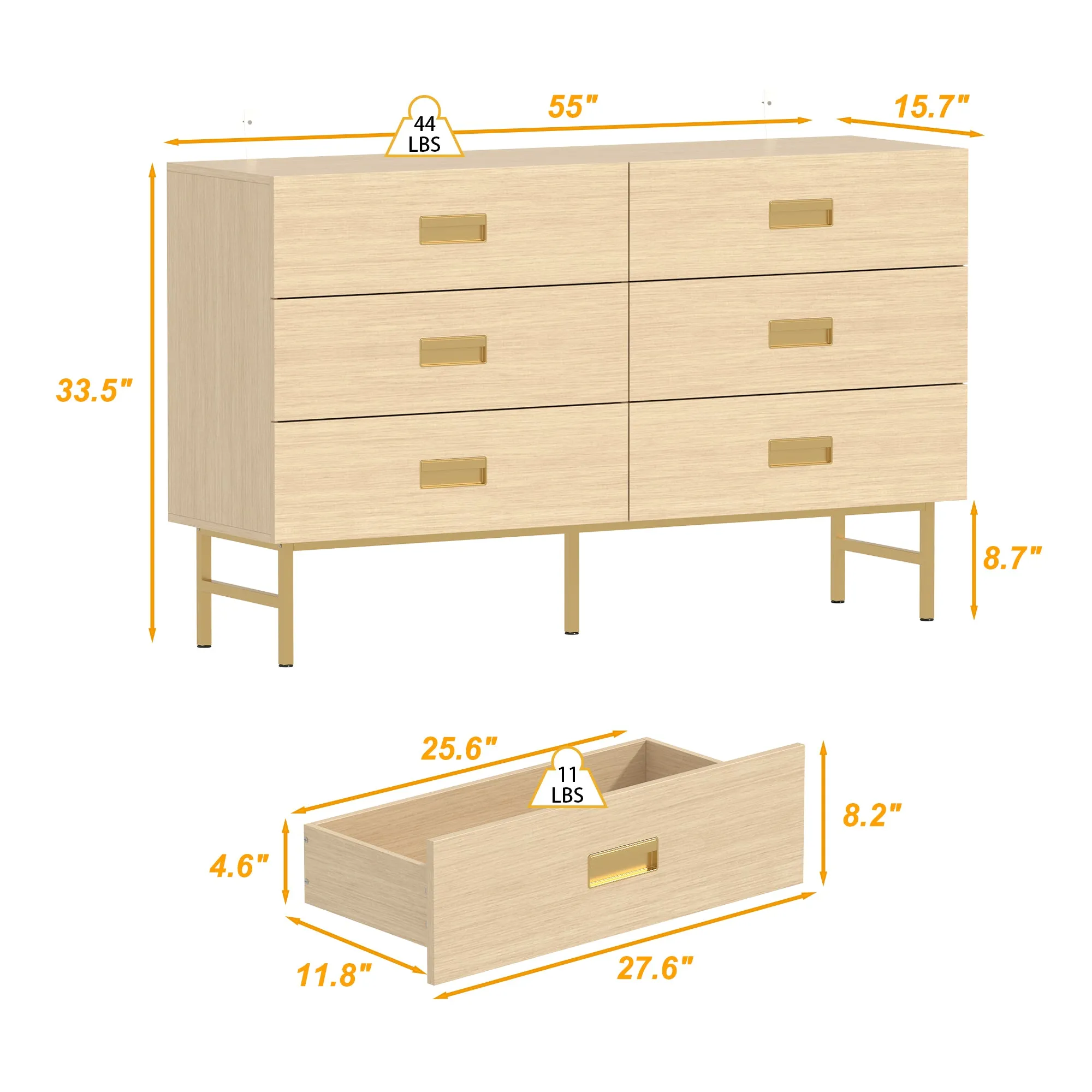 6-Drawer Dresser With Modern Design