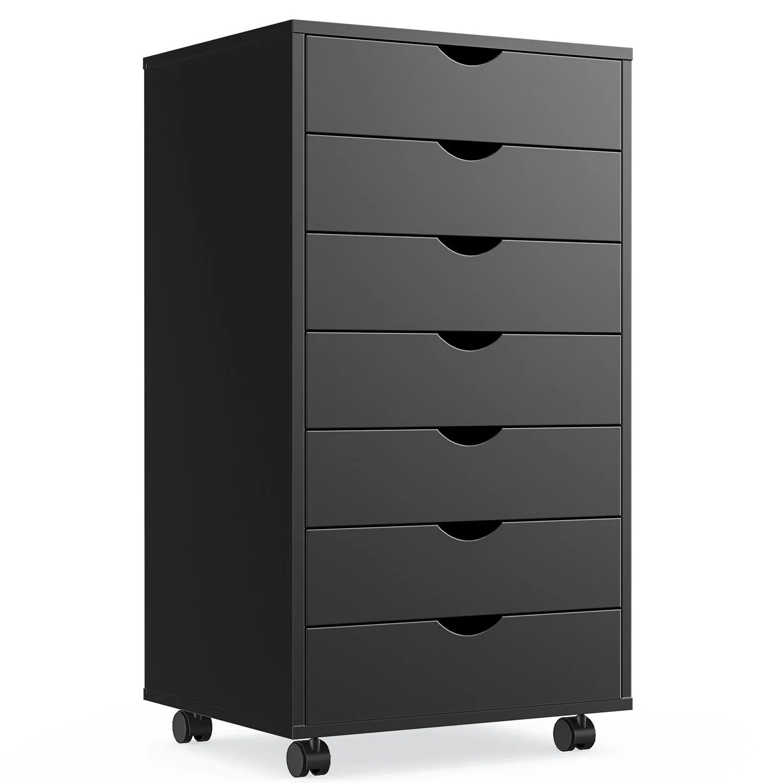 7-Drawer Chest with Wheels, Wood Dresser Cabinet, Mobile Organizer for Office