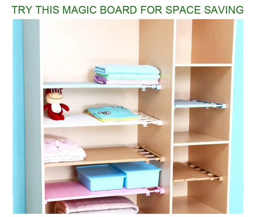 Adjustable Wall Mounted Cupboard Smart Expandable Shelf Organiser