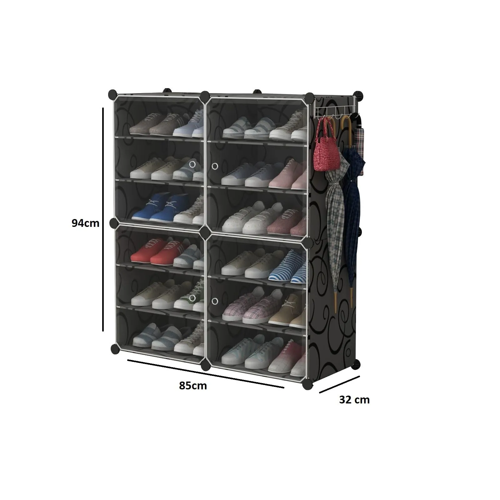 Amazon Brand – Umi Multi-Purpose Plastic 6 Layers Portable Shoe Rack Organizer with Door 24 Pairs Shoe Storage Cabinet Stackable Detachable Shoe Rack Shoe Rack Organizer (85x32x94 cm) - D.I.Y