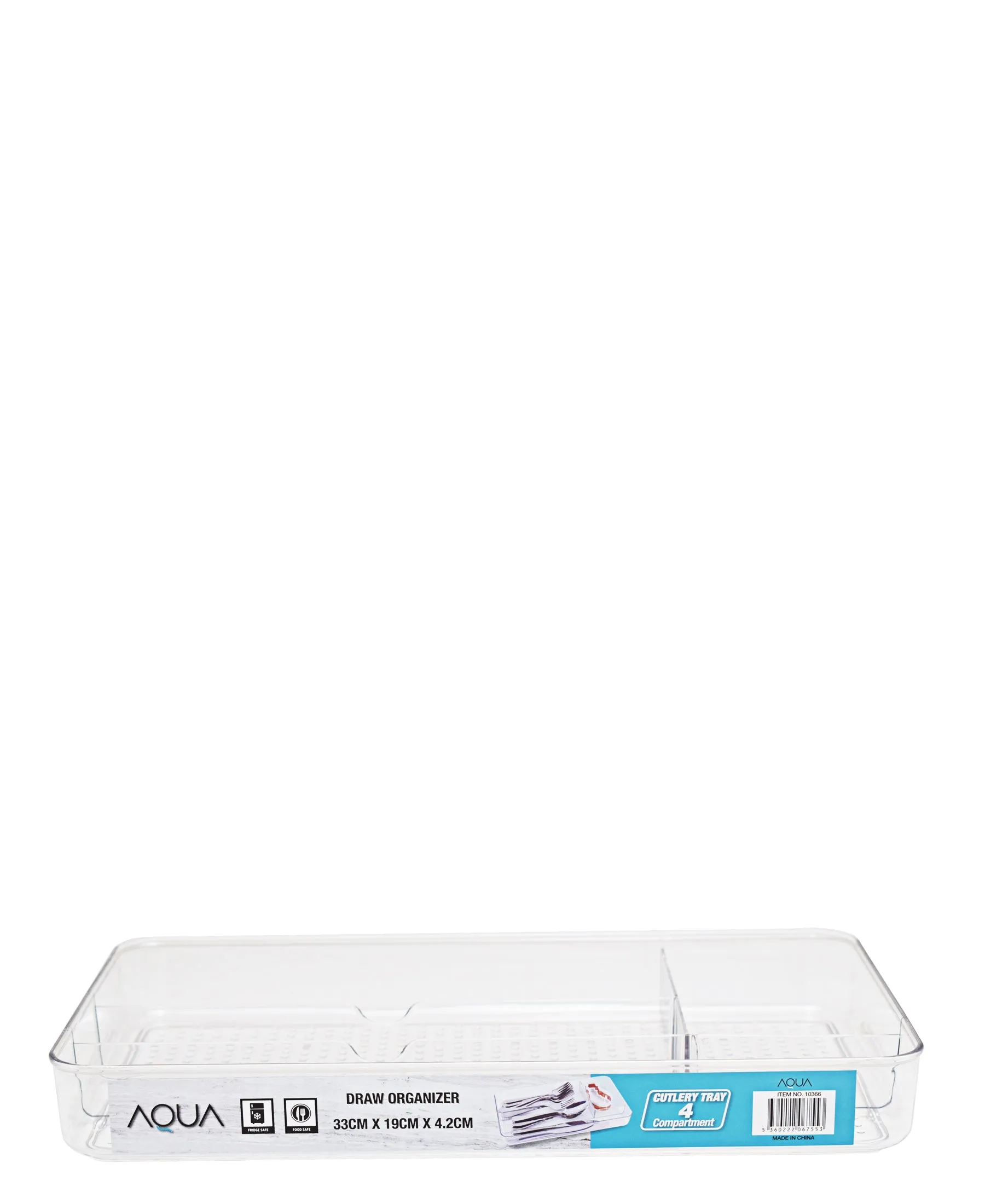 Aqua 33cm Draw Organizer 4 Division - Clear