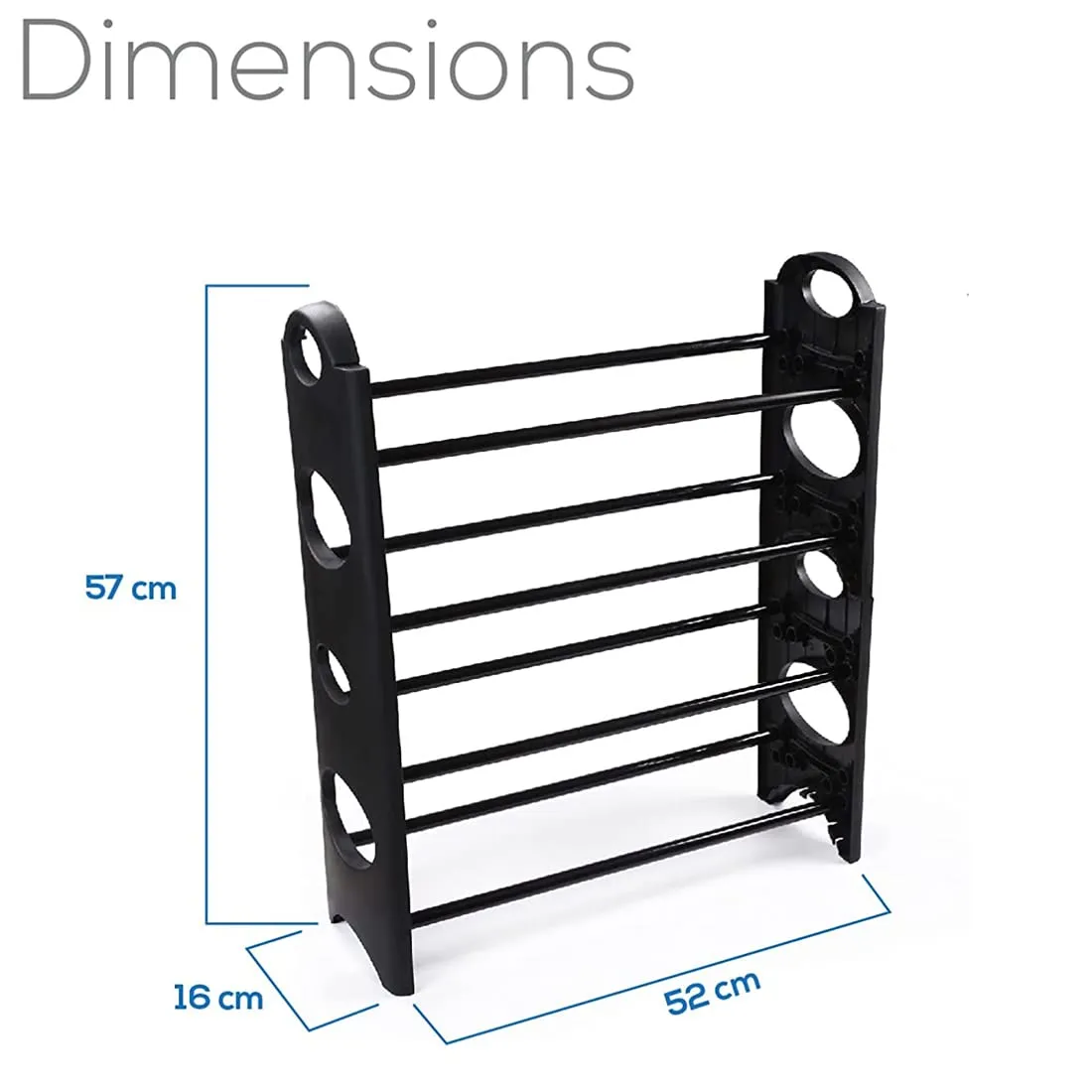 Arovemic RACK HOME classic Multipurpose Foldable Shoe Rack Cabinet Organiser 4 Shelves, Black (Plastic Shoe Rack ))((6 Months Warranty on Pipe)) sr1