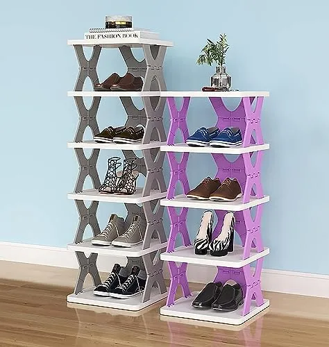 Arto Space Organizer Multi-Purpose 6 Layer Folding Shoe Rack, Stackable Shelf, Space-Saving, Easy Assembly and Stable in Structure, Corner Storage Organizer for Home, Kitchen, Garage