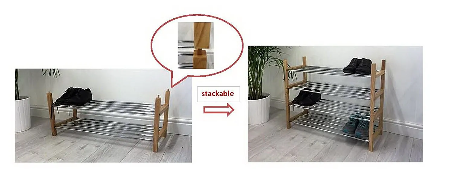 Aspect 2-Tier Wooden Shoe Rack-Natural