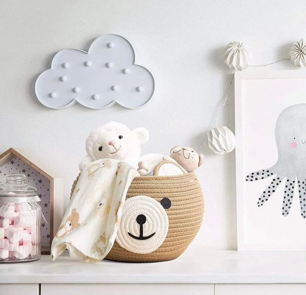 Baby Bear Cotton Rope Storage Box | Brown | Cute Woven Organizer