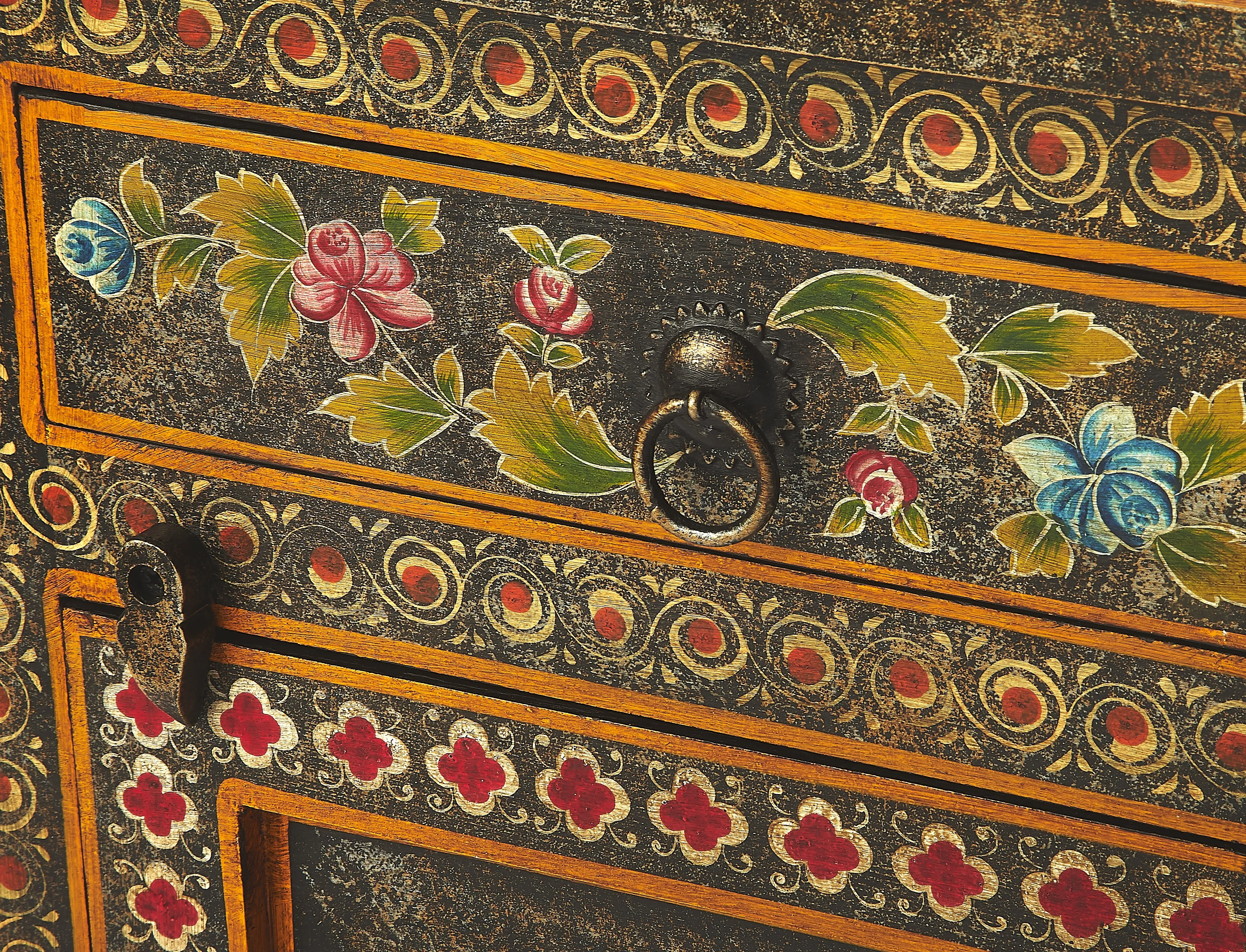 Bihar Hand Painted Chest in Multi-Color  5365290