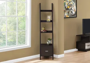 Bookcase - 69"H / Cappuccino Corner Etagere W/ Drawer