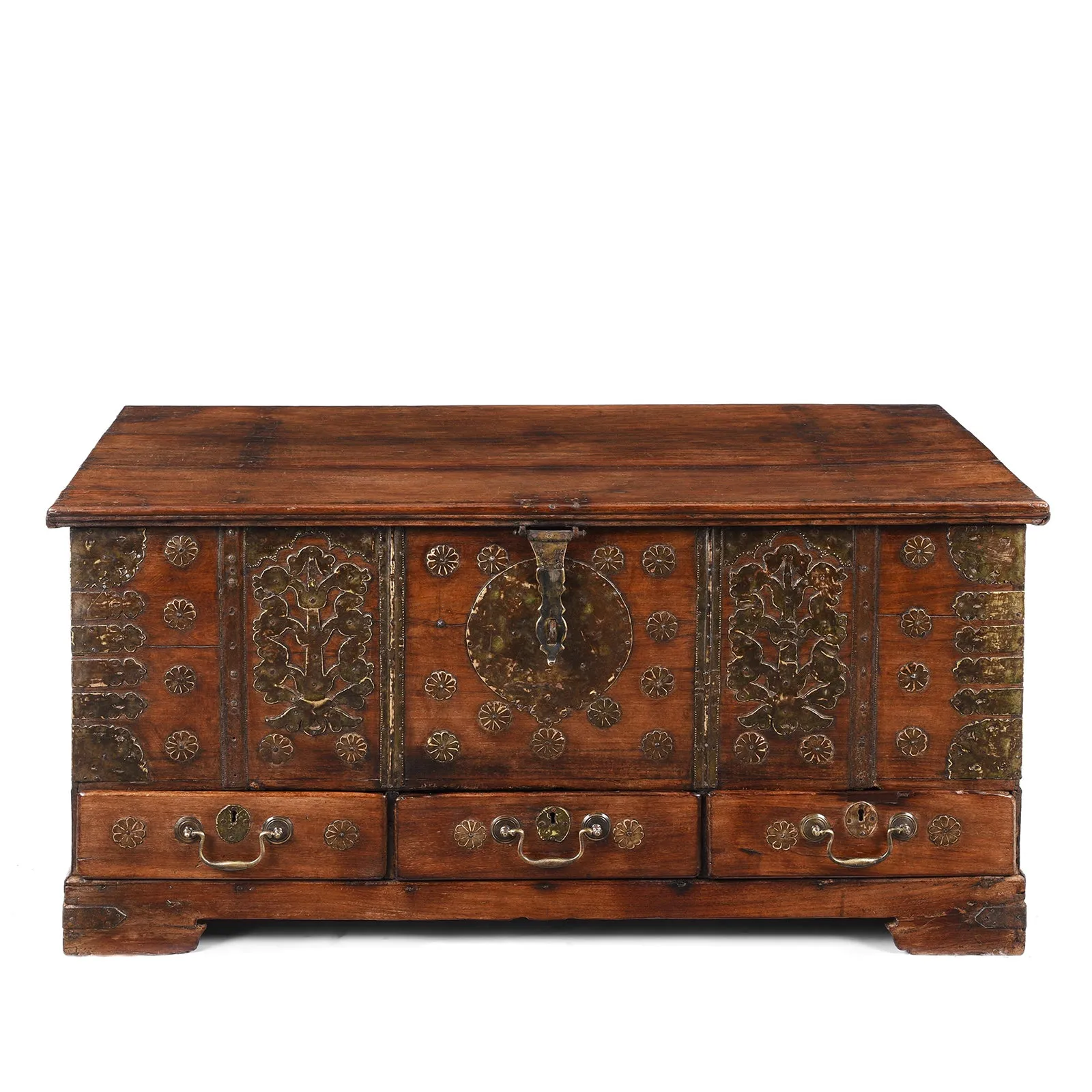 Brass Bound Rosewood Chest From Kutch - 18th Century