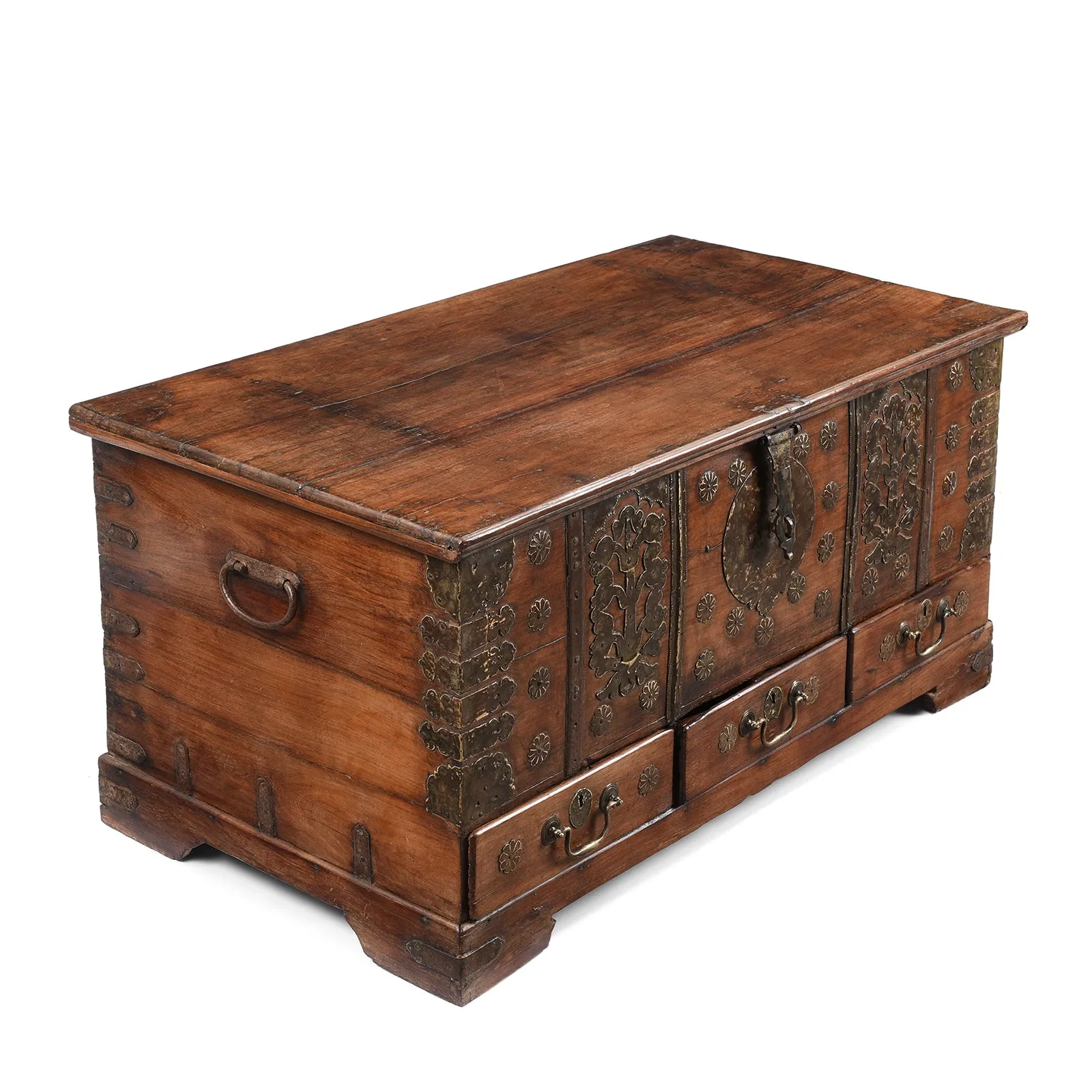 Brass Bound Rosewood Chest From Kutch - 18th Century