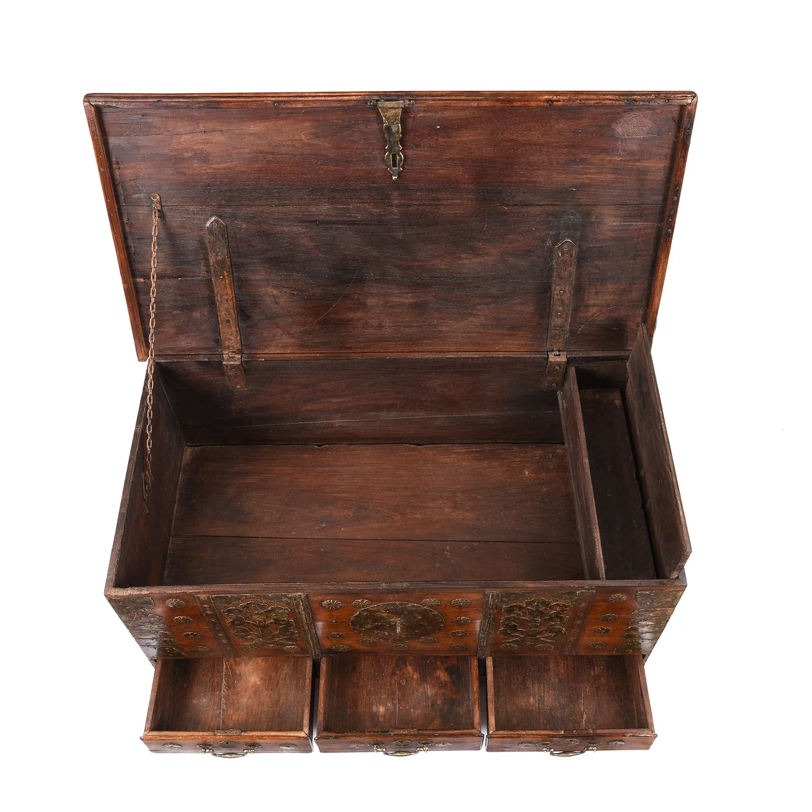 Brass Bound Rosewood Chest From Kutch - 18th Century