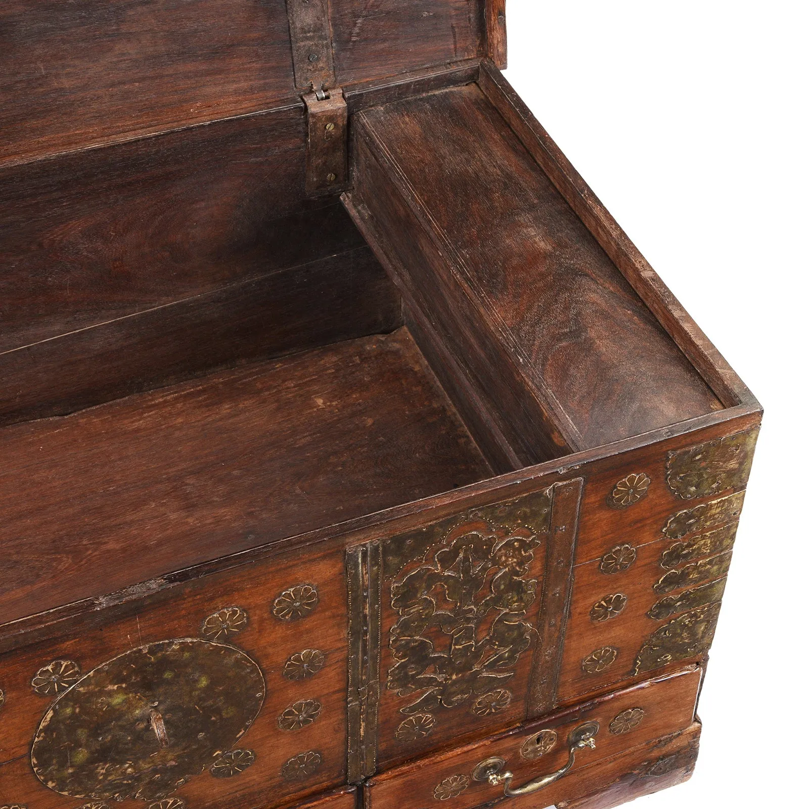 Brass Bound Rosewood Chest From Kutch - 18th Century