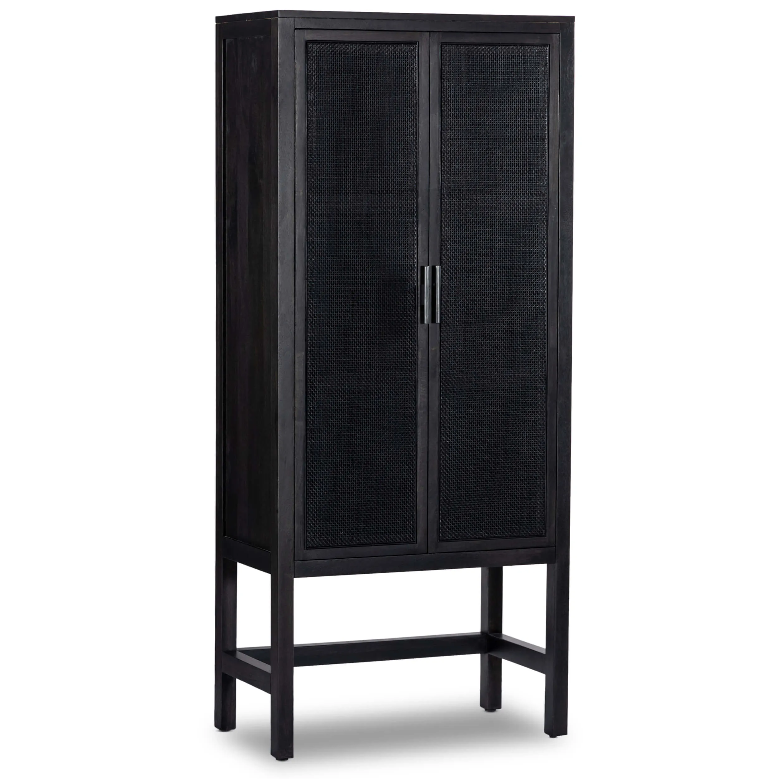 Caprice Narrow Cabinet, Black Wash w/Black Cane