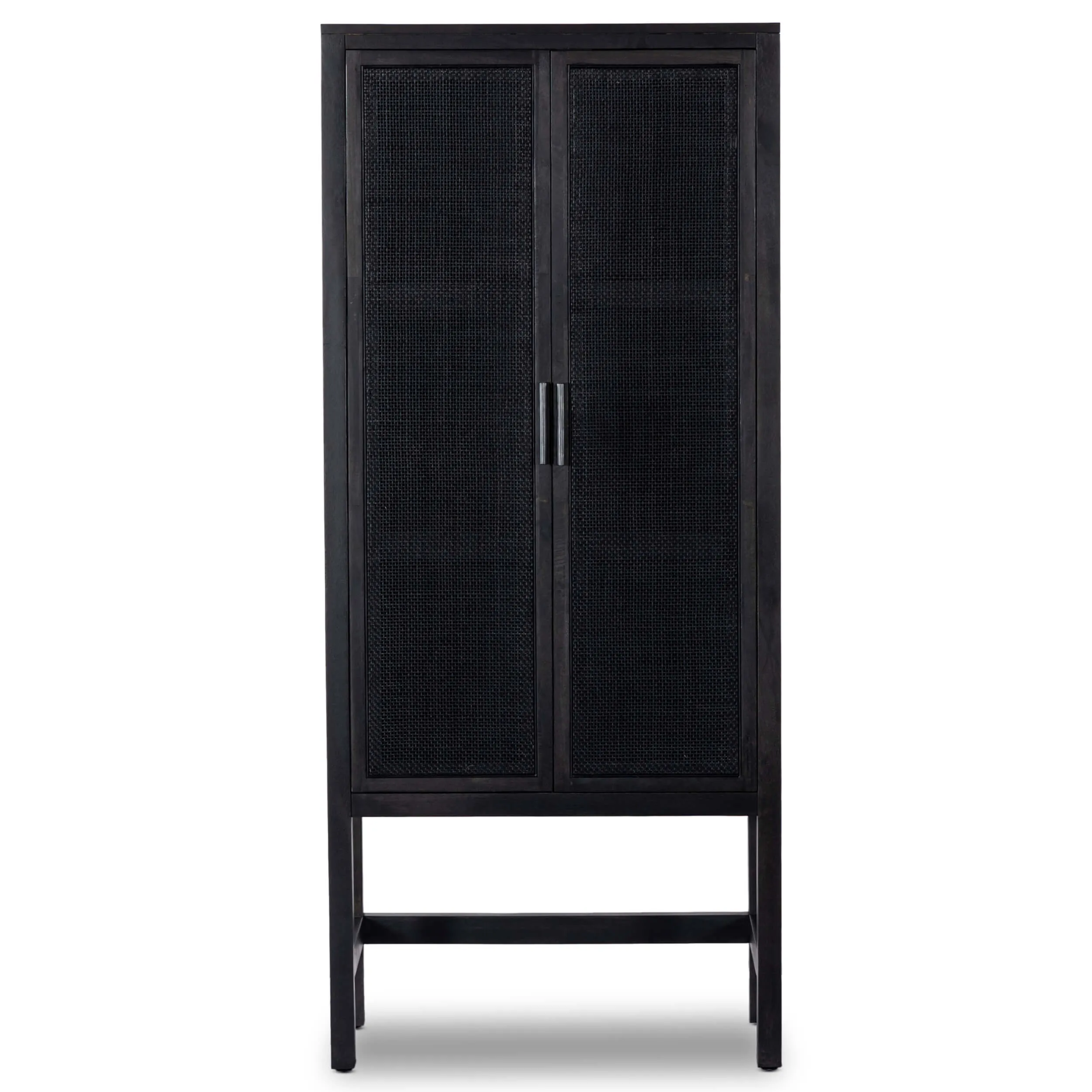 Caprice Narrow Cabinet, Black Wash w/Black Cane