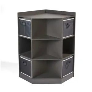 Corner Cubby Storage Unit with Four Reversible Baskets - Charcoal