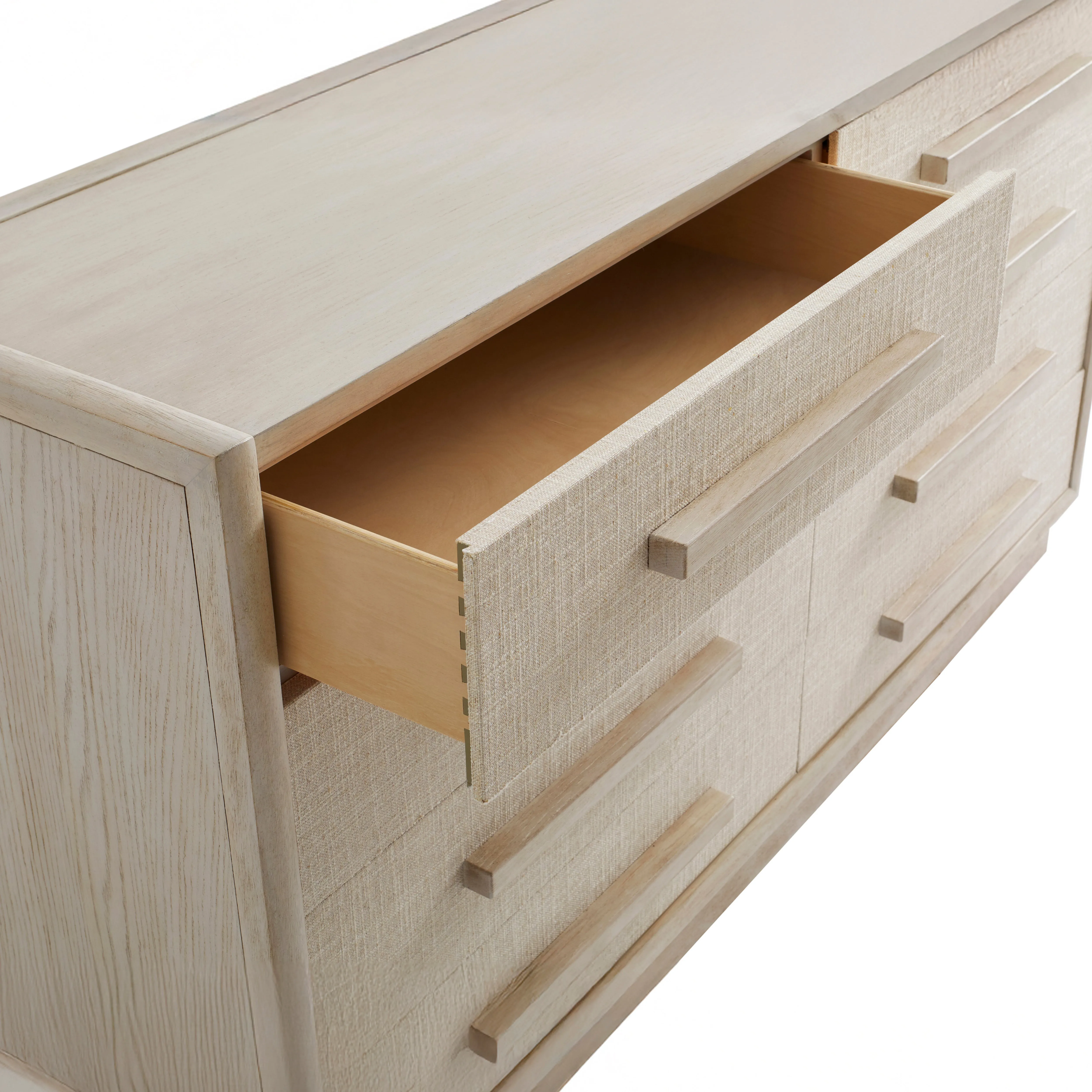 COTIERE Linen Wood 8 Drawers Dresser