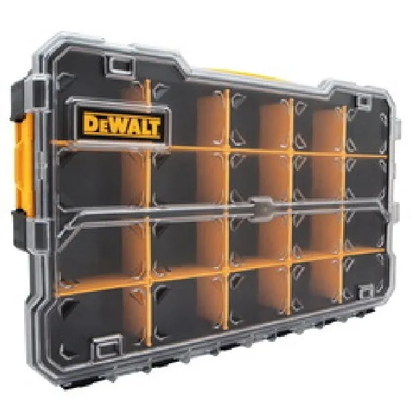 DeWALT DWST14835 Pro Organizer, 17-5/8 in L, 6-5/8 in W, 2-7/8 in H, 10-Compartment, Polycarbonate, Black