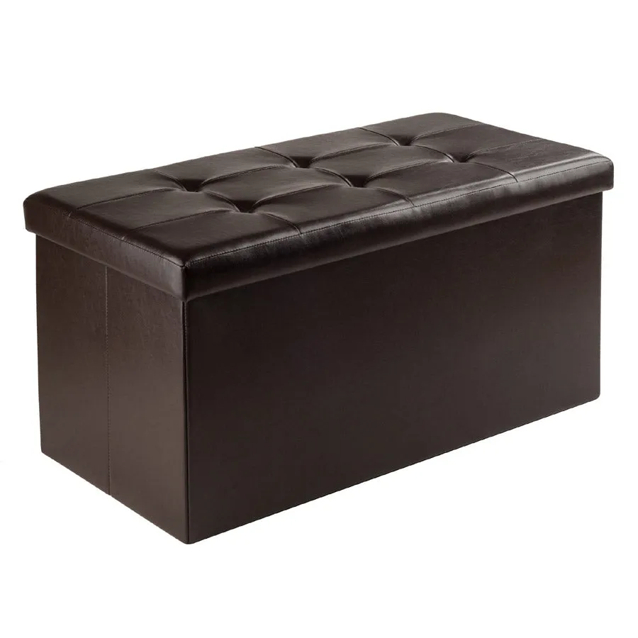 Faux Leather Ottoman Storage Bench - Espresso