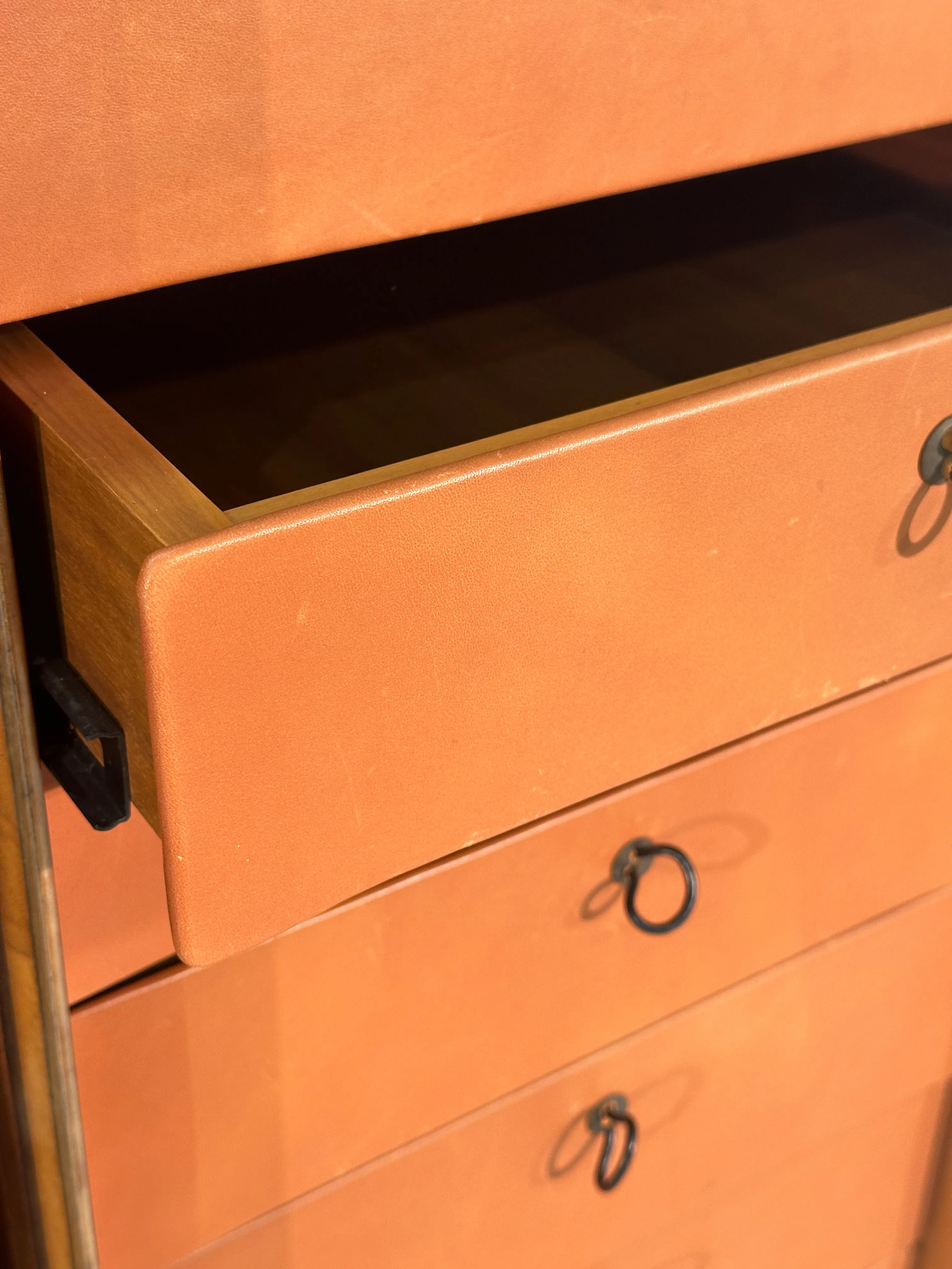 Five Leather and Walnut Artona Chests of Drawers by Afra & Tobia Scarpa for Maxalto