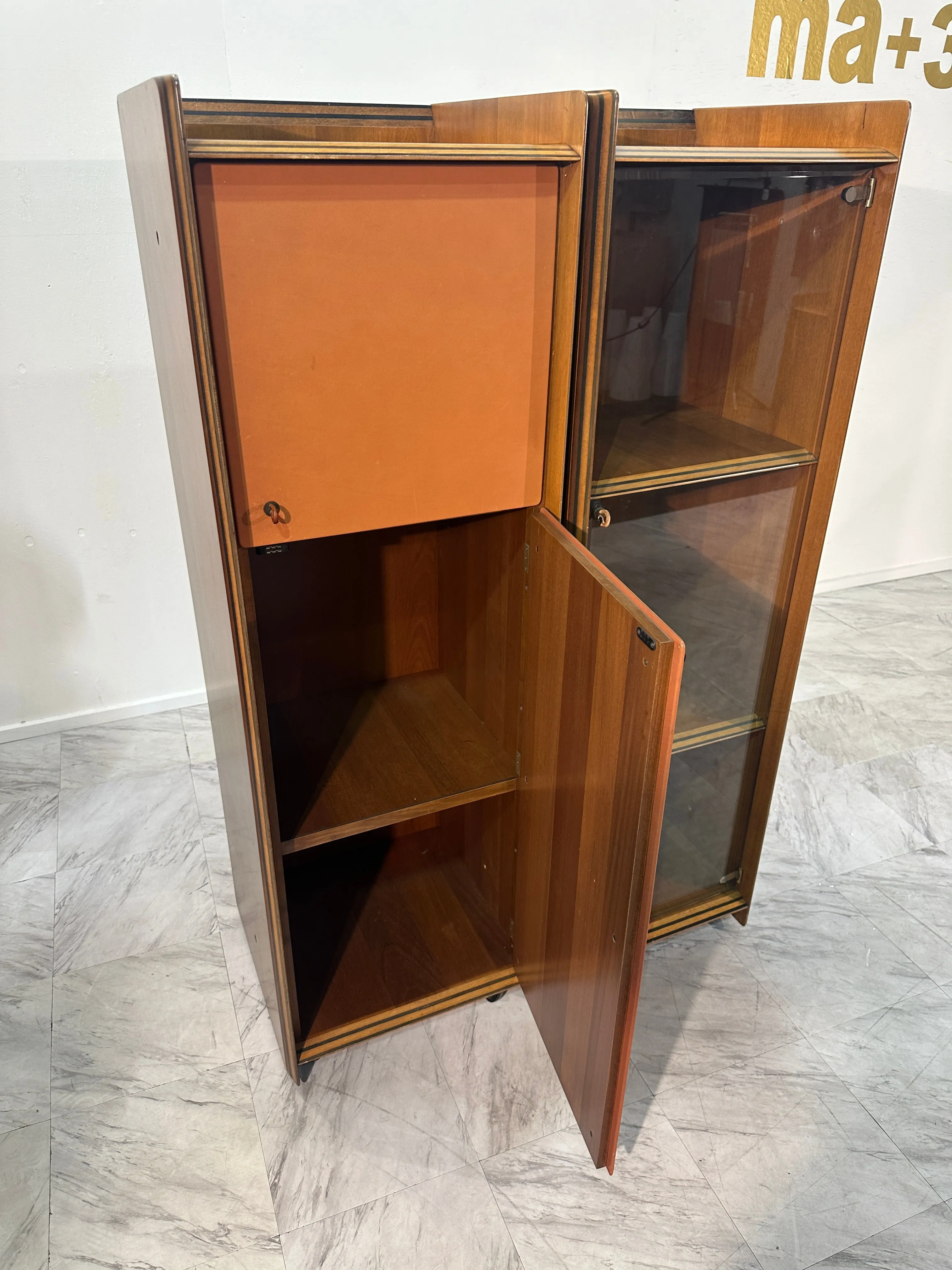 Five Leather and Walnut Artona Chests of Drawers by Afra & Tobia Scarpa for Maxalto