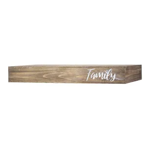 Floating Wall Shelf with “Family” Text Engraving