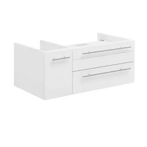 Fresca FCB6136WH-VSL-R Lucera 36" White Wall Hung Vessel Sink Modern Bathroom Cabinet - Right Version