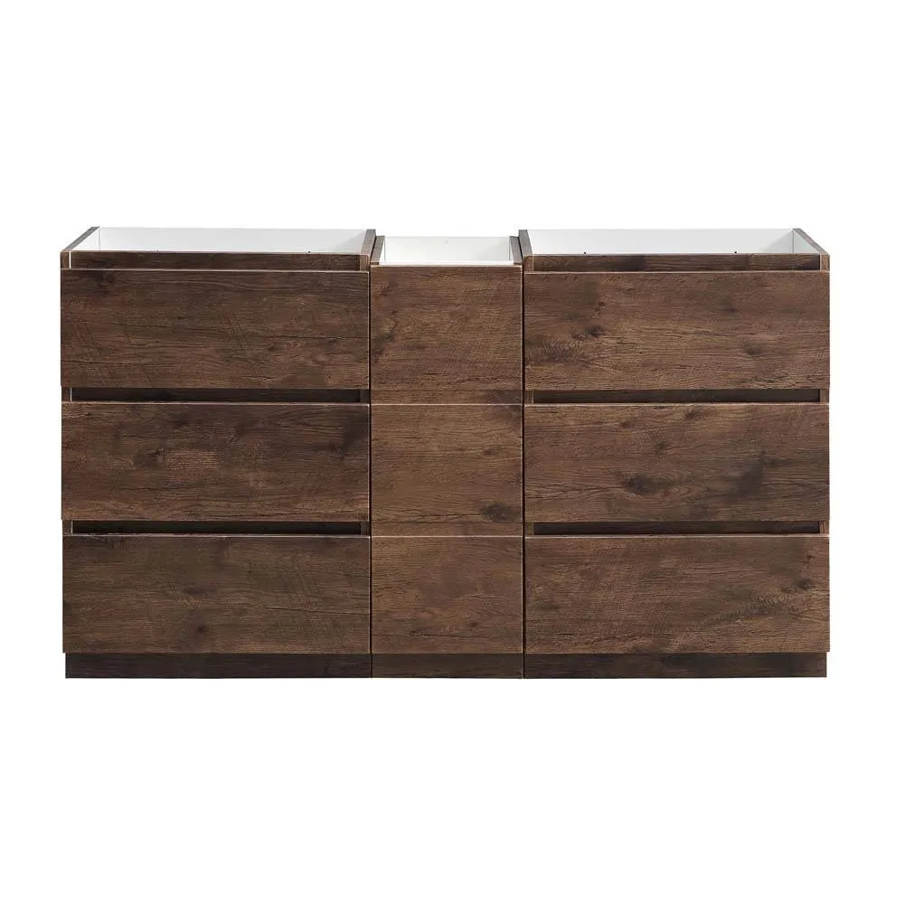 Fresca FCB93-241224RW-D Lazzaro 60" Rosewood Free Standing Double Sink Modern Bathroom Cabinet