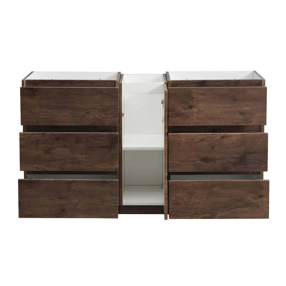 Fresca FCB93-241224RW-D Lazzaro 60" Rosewood Free Standing Double Sink Modern Bathroom Cabinet