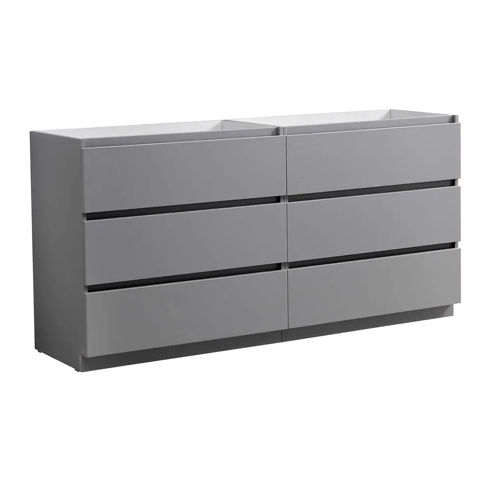 Fresca FCB93-3636GR-D Lazzaro 70" Gray Free Standing Double Sink Modern Bathroom Cabinet