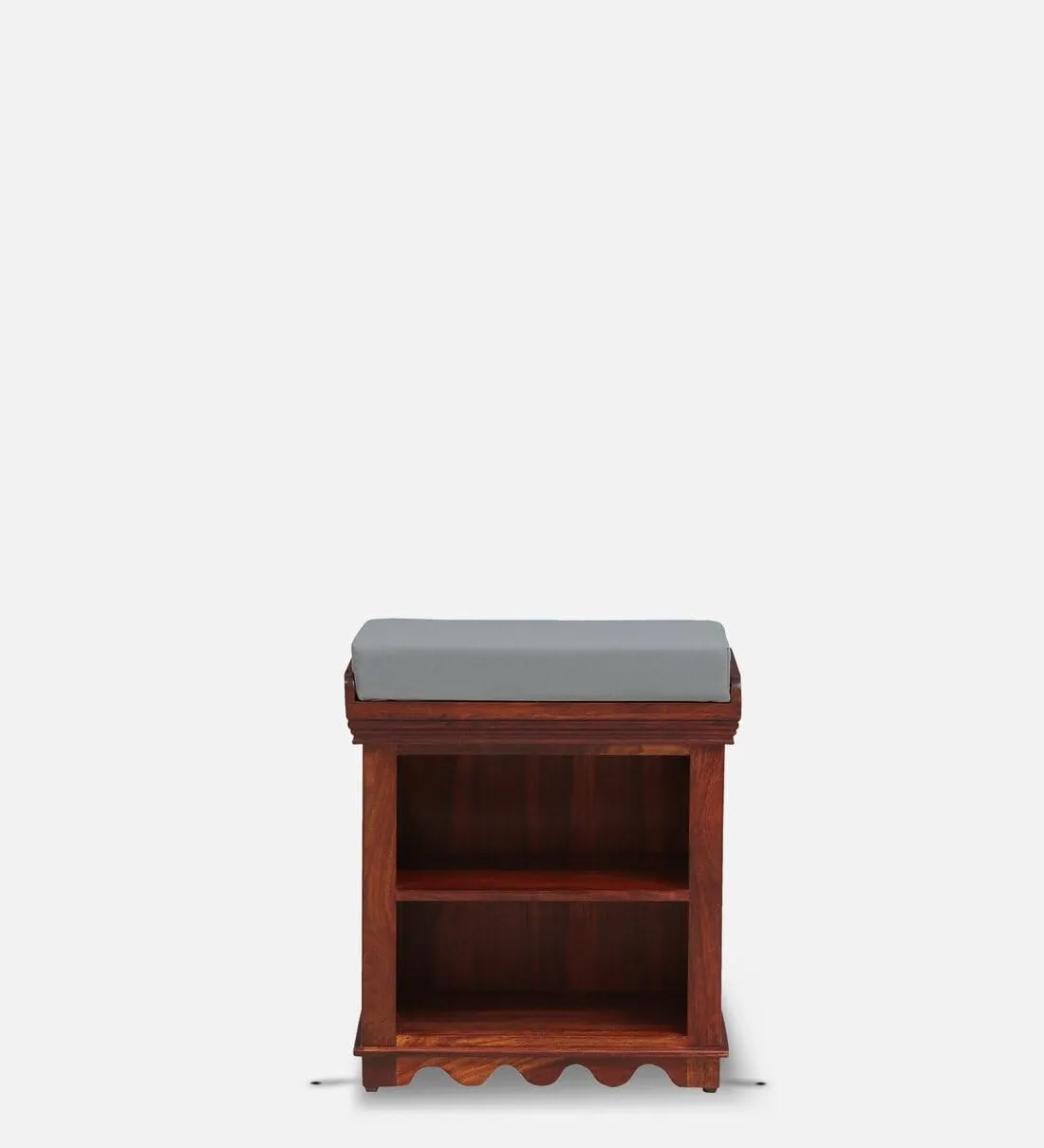 FURNITUREHUB Sheesham Wood Small Shoe Rack Cabinet for Small Spaces with Seat (1 Piece, Sheesham Wood, Teak Finish, 231324 Inch)