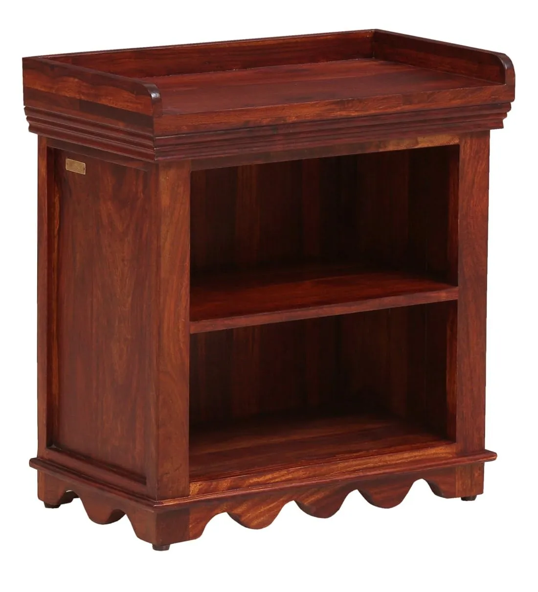 FURNITUREHUB Sheesham Wood Small Shoe Rack Cabinet for Small Spaces with Seat (1 Piece, Sheesham Wood, Teak Finish, 231324 Inch)